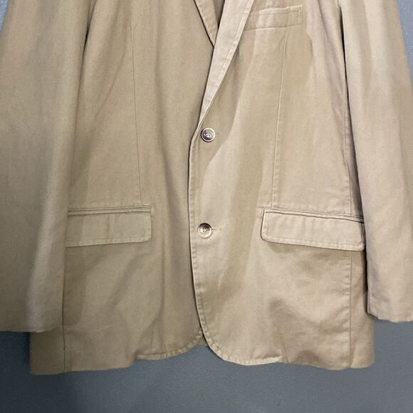 Vintage Y2K Old Navy Brushed Cotton Twill Tan Classic Soft Blazer Jacket - Picture 3 of 14